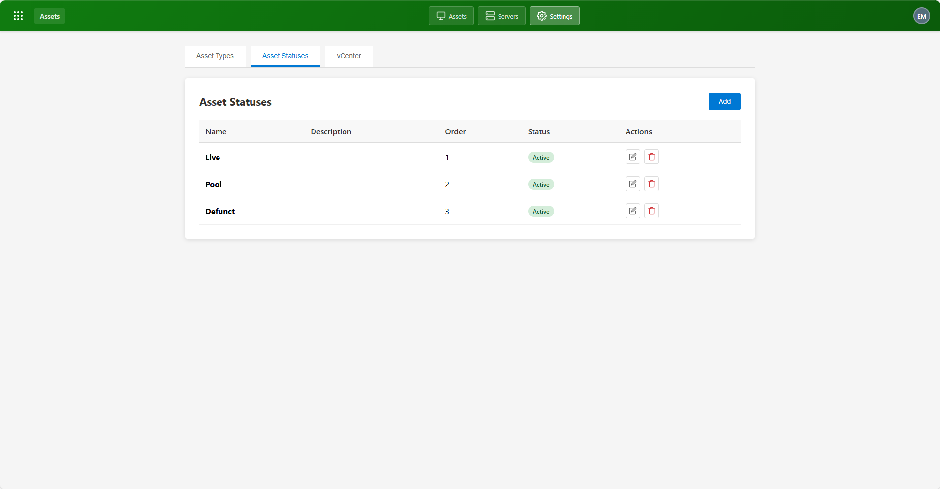 Assets module screenshot 3