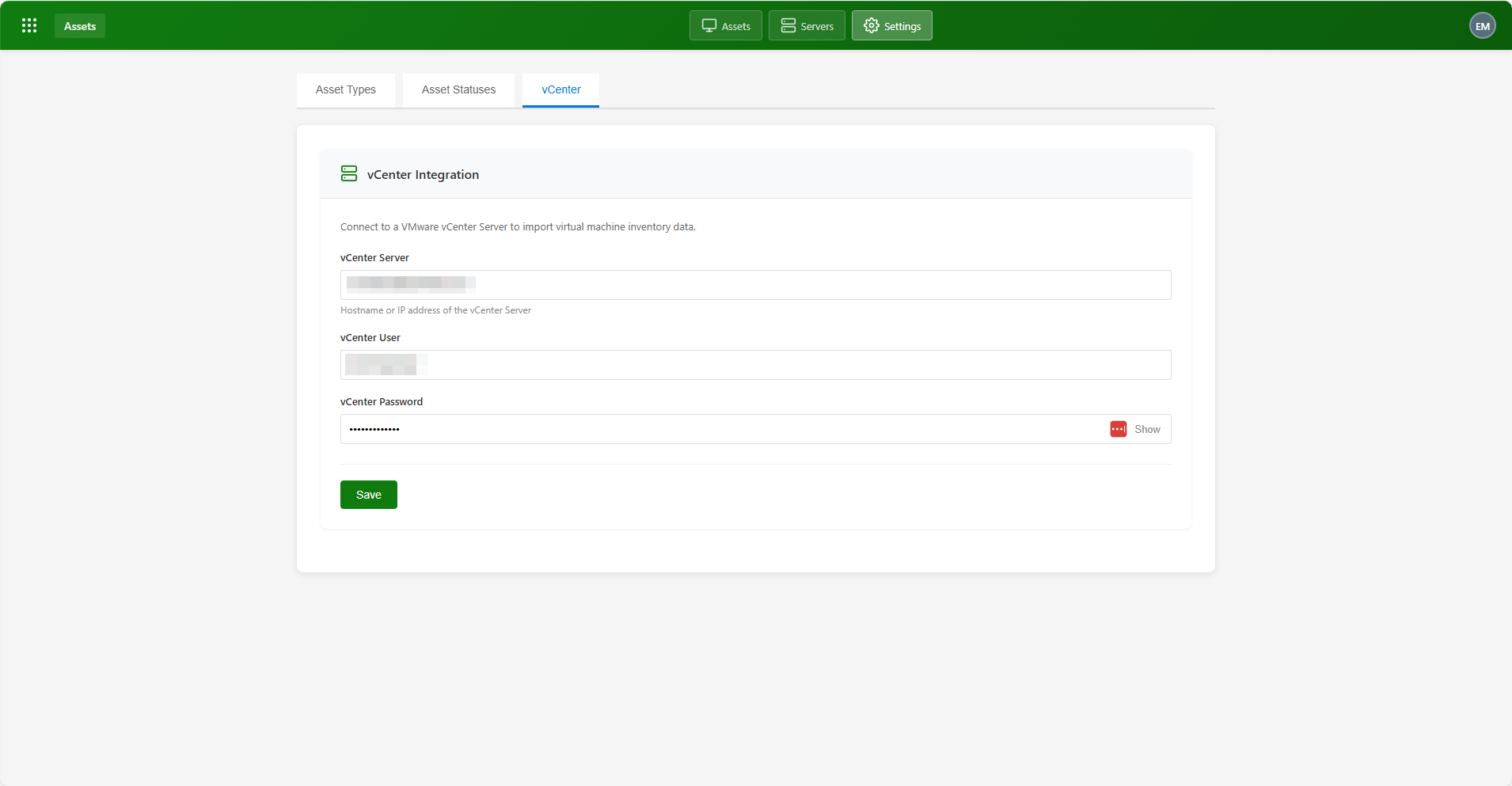 Assets module screenshot 5