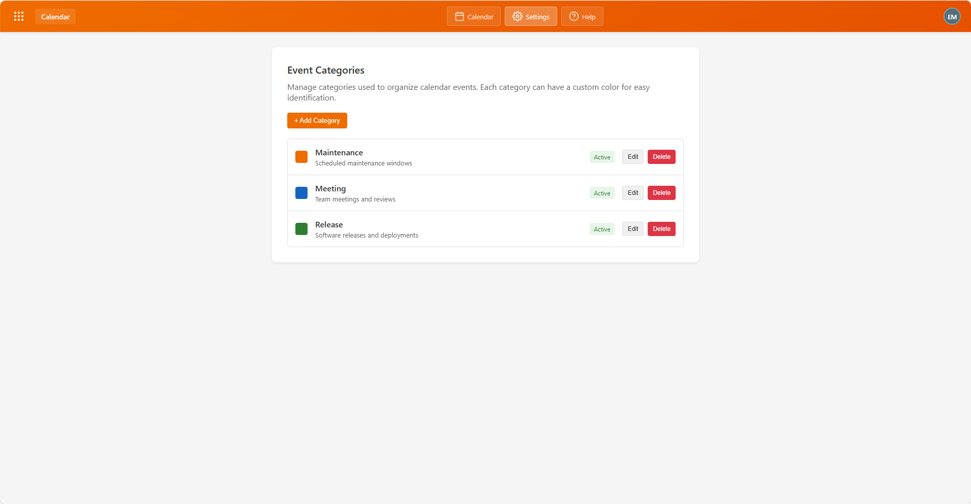 Calendar module screenshot 3