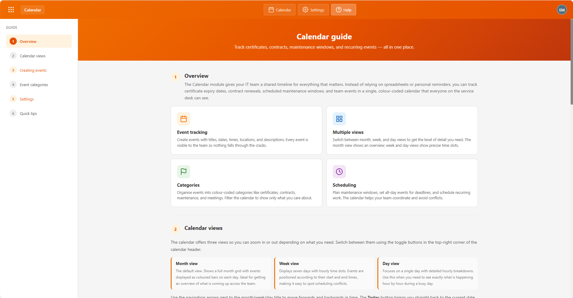 Calendar module screenshot 4