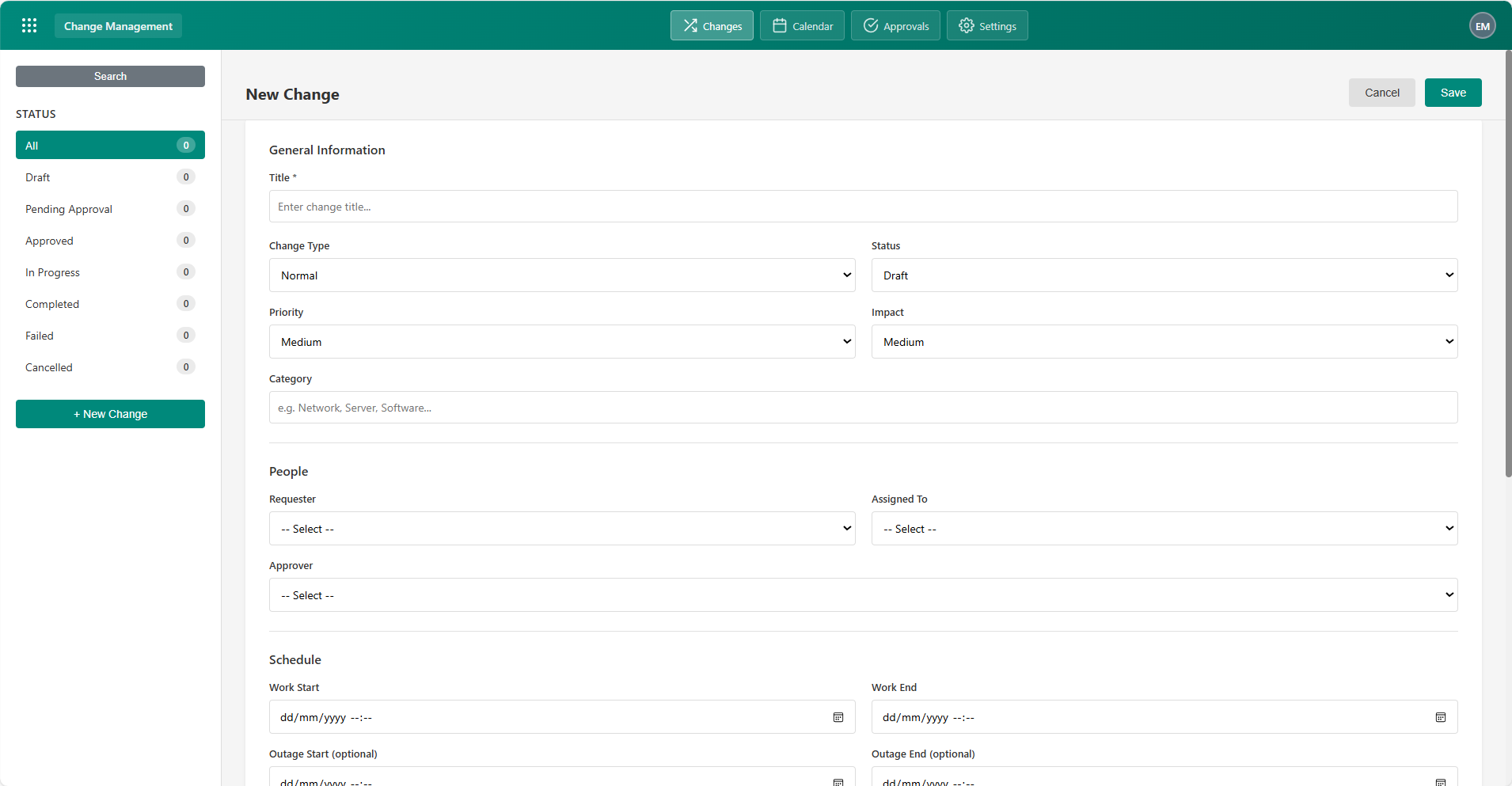 Changes module screenshot 2
