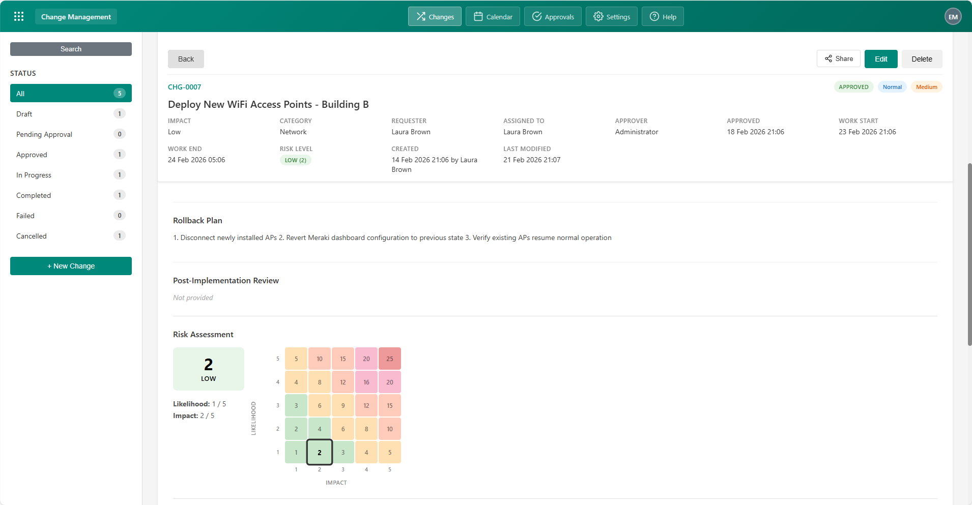 Changes module screenshot 3