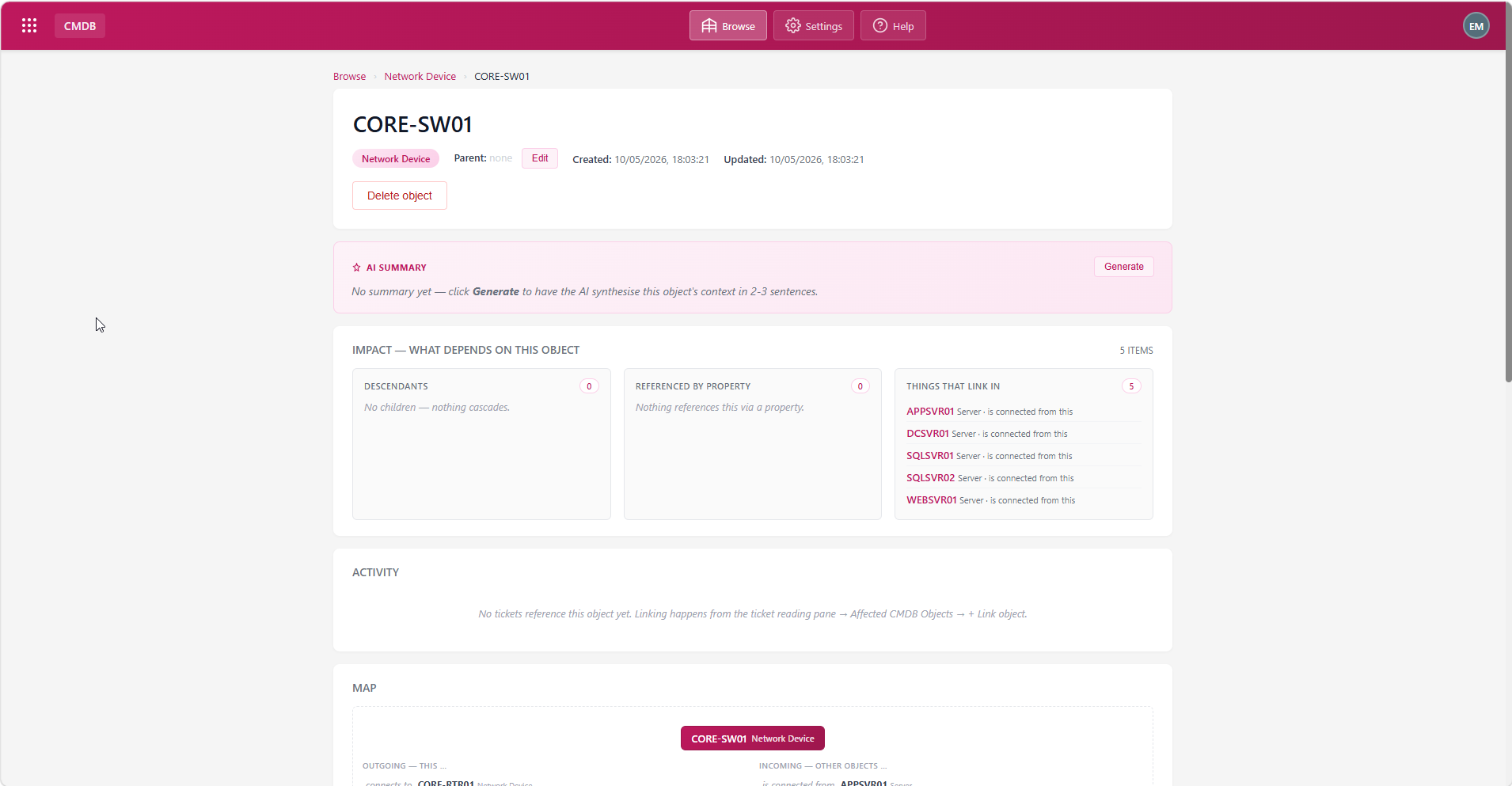 CMDB module screenshot 1