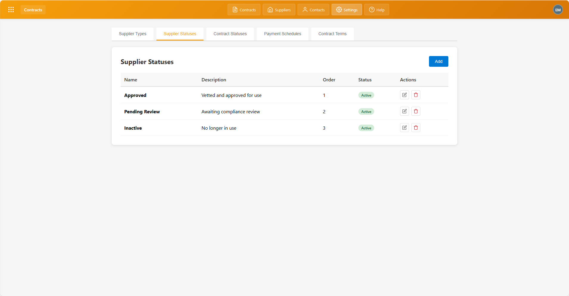 Contracts module screenshot 4