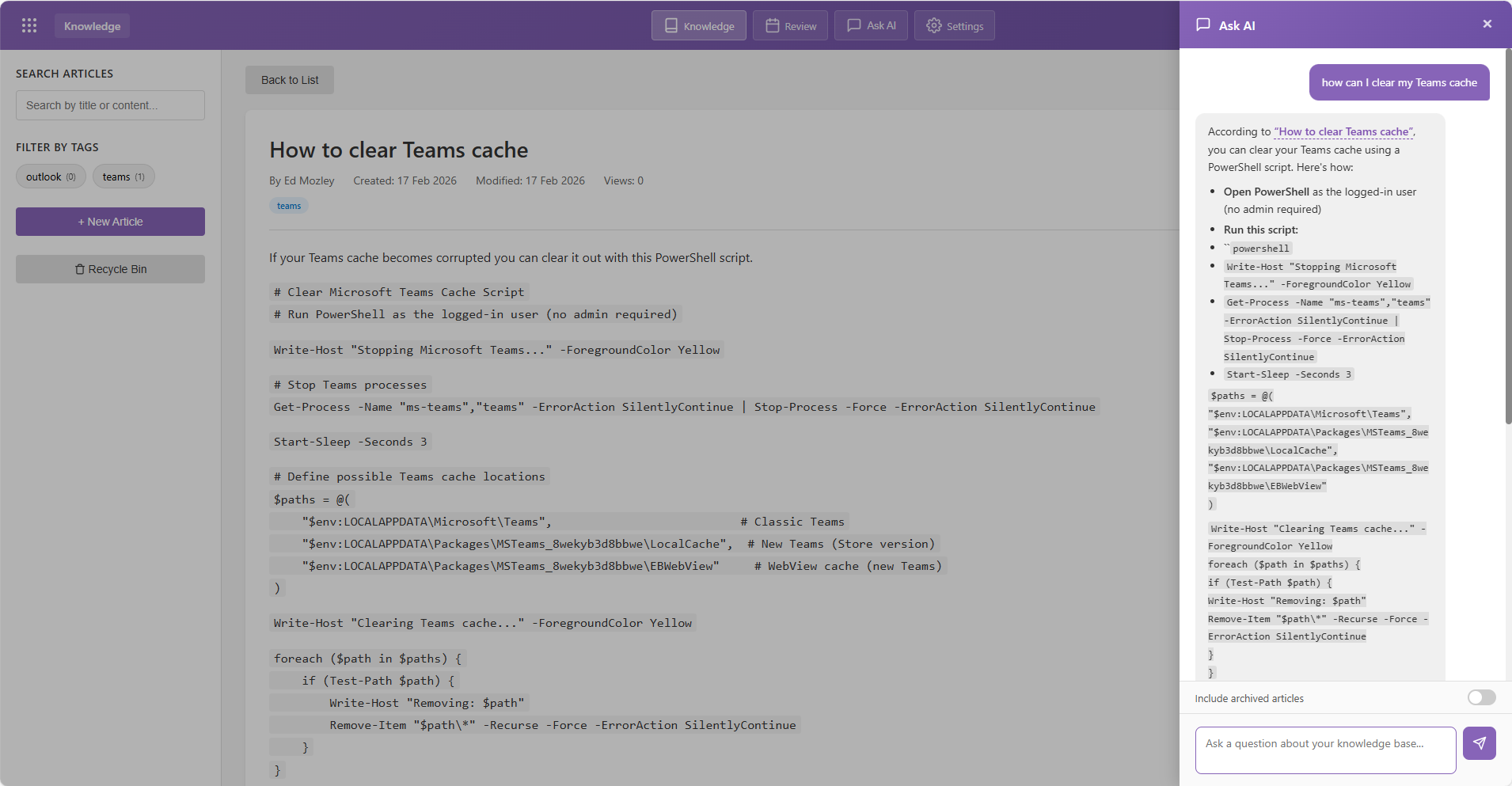 Knowledge module screenshot 3