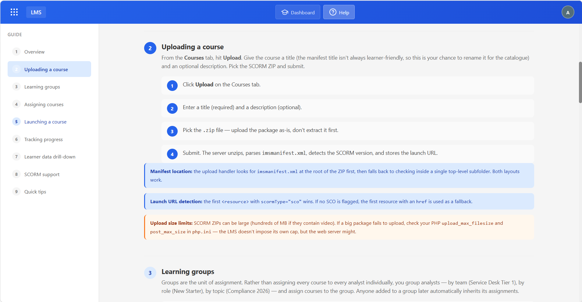 LMS module screenshot 3