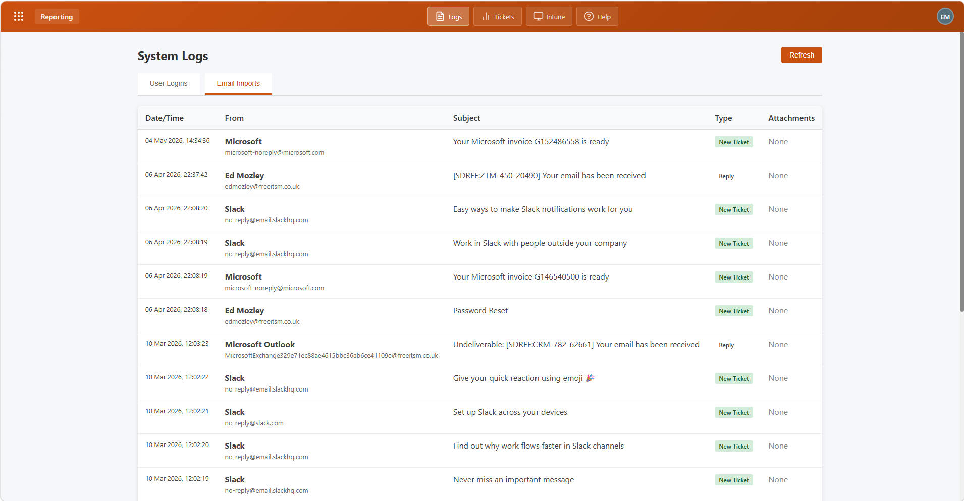 Reporting module screenshot 2