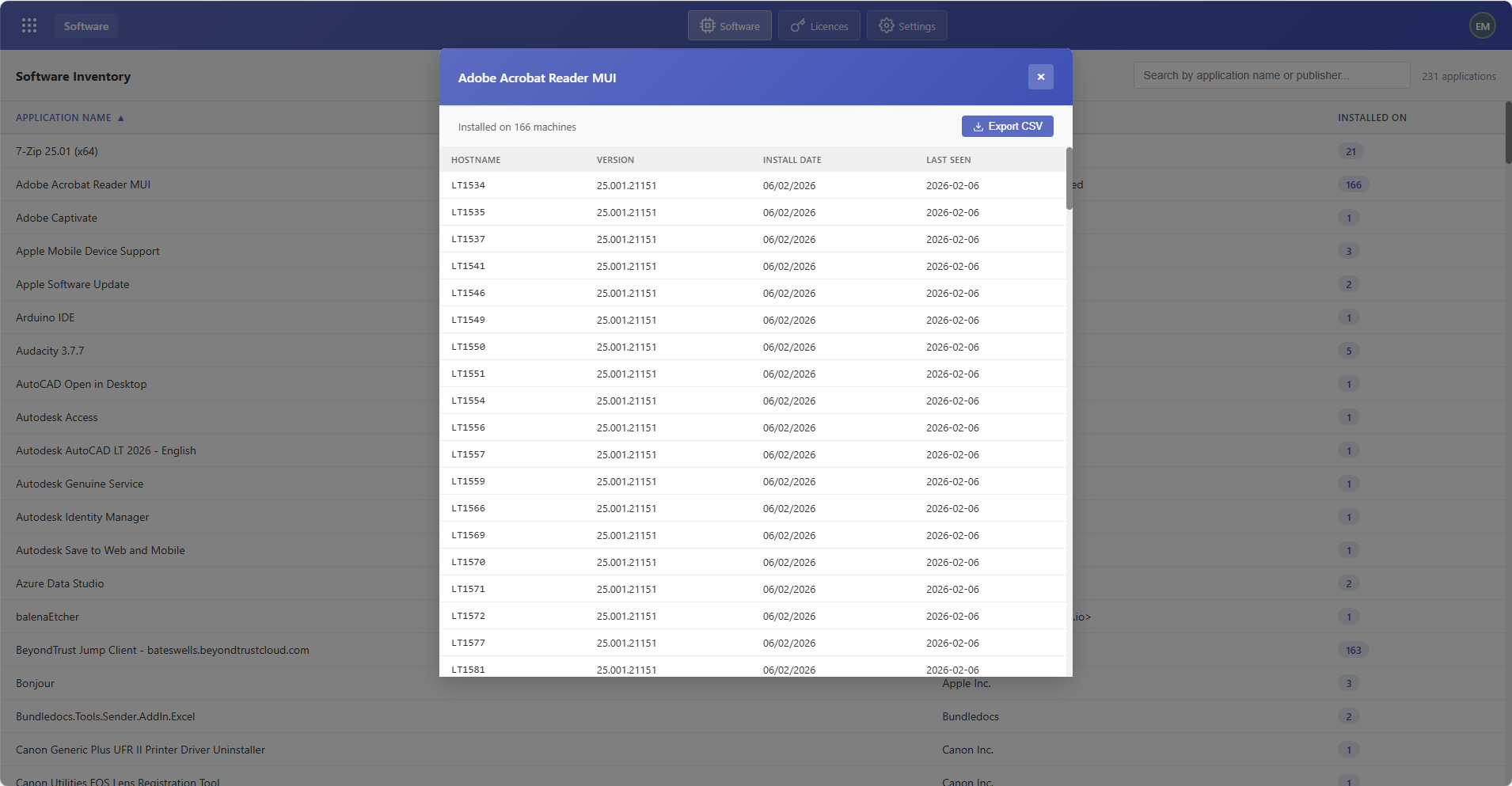 Software module screenshot 3