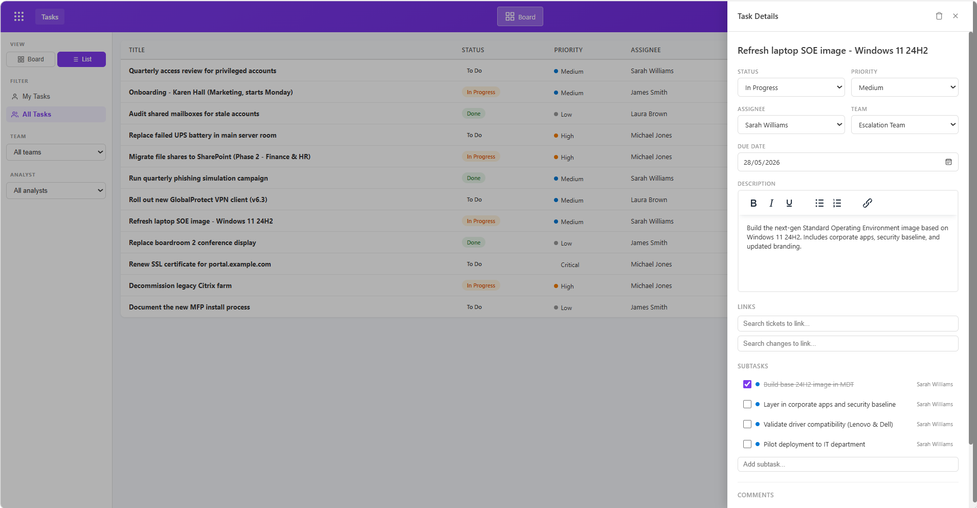 Tasks module screenshot 3